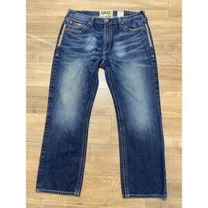 Ariat M5 Slim Straight Western Stitch 40×32 Men's Blue Jeans